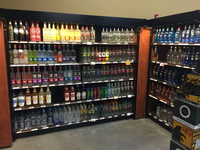 Flavored vodka wall at Regal Marketplace